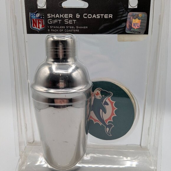 NFL Miami Dolphins Shaker & Coaster Gift Set 2009 Boelter Brands, Sealed Package - Picture 1 of 9